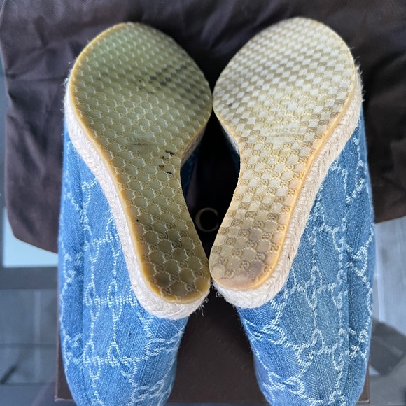 Gucci Monogram Denim Wedges - Picture 3 of 8